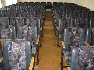 Image showing Conference room with dark chairs