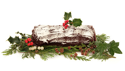 Image showing Yule Log Christmas Cake