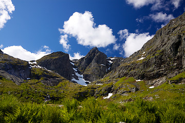 Image showing Mountain peaks on Lofoten