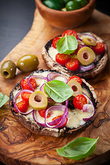 Image showing Giant stuffed Portobello mushrooms  