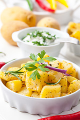 Image showing Baked potatoes with sour cream