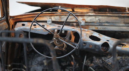 Image showing car cockpit after fire