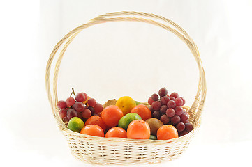 Image showing A basketful of various fruits