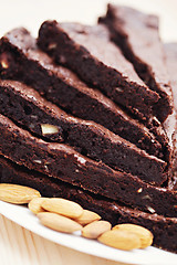 Image showing brownie with almonds 