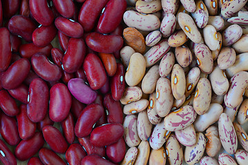 Image showing Close-up dry white and red beans