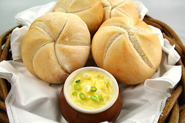 Image showing Round Rolls And Butter