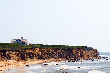 Image showing mansion beach house over cliffs beach Montauk Long Island New Yo