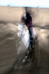 Image showing Female rider in motion.