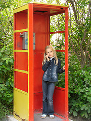 Image showing Little girl with mobile phone
