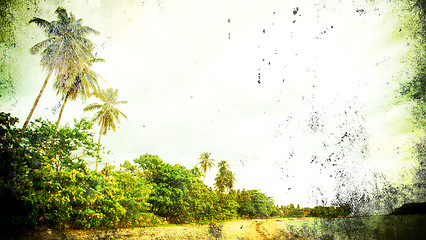 Image showing Retro beach and blue sky for background