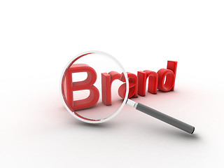 Image showing The word Brand under a magnifying glass illustrating marketing a