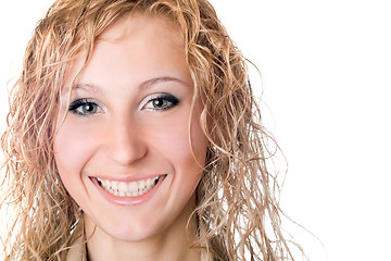 Image showing young cheerful blond woman