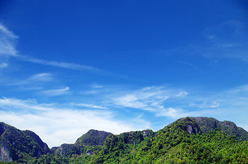 Image showing Tropical Mountain with blue sky