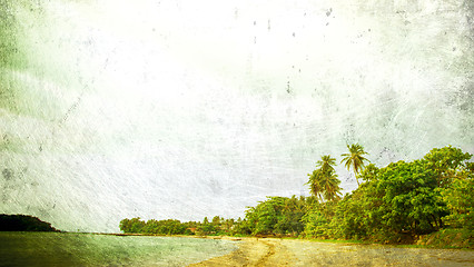 Image showing Retro beach and blue sky for background