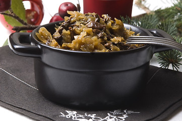 Image showing Traditional polish sauerkraut with mushrooms for christmas