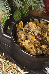 Image showing Traditional polish sauerkraut with mushrooms for christmas