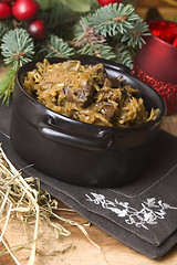 Image showing Traditional polish sauerkraut with mushrooms for christmas