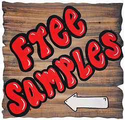 Image showing Free Samples write with red paint on the wood wall