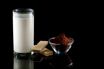 Image showing Milk, wafer and cocoa