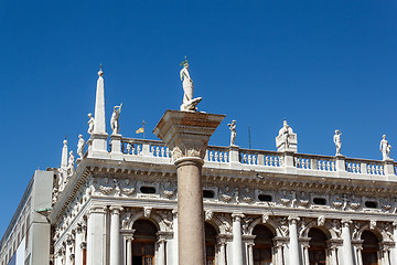 Image showing view of the st. todaro statue in San Marco place Venice 