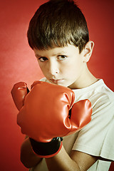 Image showing young boy ready to box