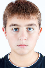 Image showing studio portrait of young boy on white background