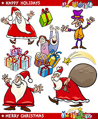 Image showing Cartoon Set of Christmas Themes