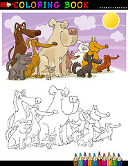 Image showing Cartoon Dogs for Coloring Book or Page