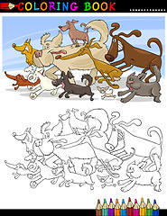 Image showing Cartoon Dogs for Coloring Book or Page