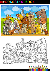 Image showing Cartoon Dogs for Coloring Book or Page