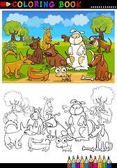 Image showing Cartoon Dogs for Coloring Book or Page