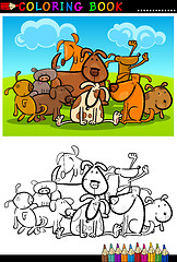 Image showing Cartoon Dogs for Coloring Book or Page