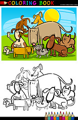 Image showing Cartoon Dogs for Coloring Book or Page