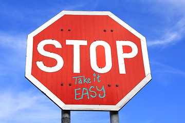 Image showing Stop Take It Easy Sign