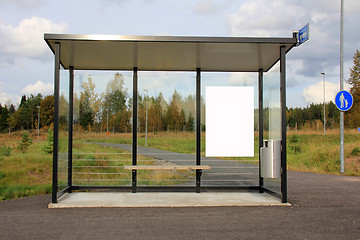 Image showing Bus Stop Shelter with Blank Billboard