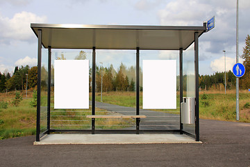 Image showing Bus Stop Shelter with Two Blank Billboards