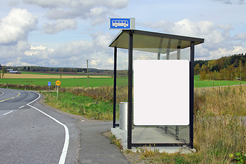 Image showing Bus Stop Shelter with Blank Billboard