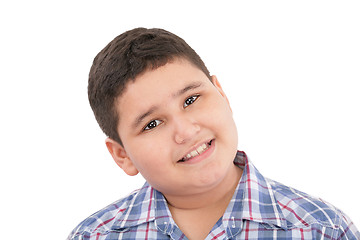 Image showing Portrait of happy little boy over white background 