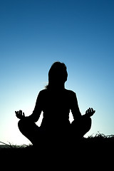 Image showing Woman making yoga