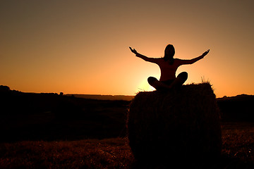 Image showing Woman making yoga