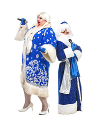 Image showing Travesty Actors Genre Depict Santa Claus and Snow Maiden