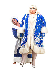 Image showing Travesty Actors Genre Depict Santa Claus and Snow Maiden