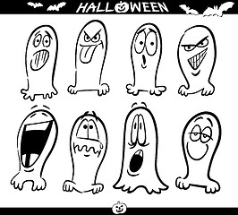 Image showing Halloween Ghosts Emoticons for Coloring