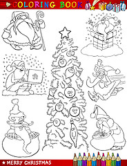 Image showing Cartoon Christmas Themes for Coloring