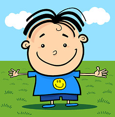 Image showing Cartoon Cute Little Happy Boy