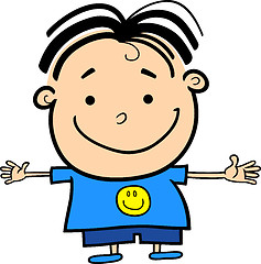 Image showing Cartoon Cute Little Happy Boy