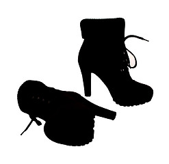 Image showing The silhouette of high heeled boots 