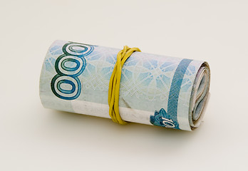 Image showing Roll of money fixed with rubber band
