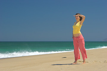 Image showing Woman on the beach