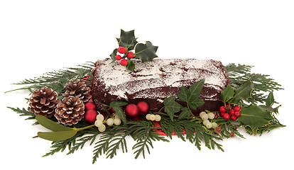 Image showing Yule Log Chocolate Cake